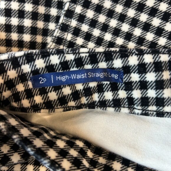 Talbots Black and White Check Velvet High Waist Straight Leg Jeans Size 2 Petite - Picture 5 of 10